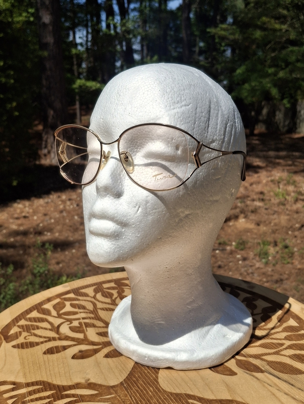 Brand New 90's Vintage Dead Stock Tura 406 Gold Tone & Taupe Eyeglasses